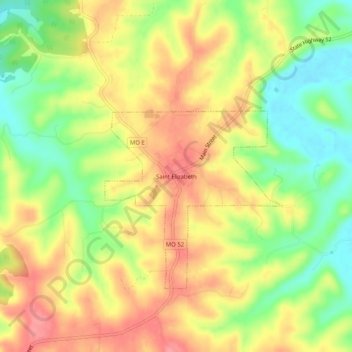 Saint Elizabeth topographic map, elevation, terrain