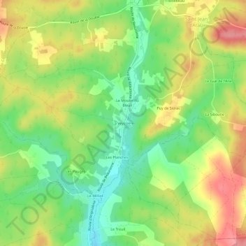 La Veyssière topographic map, elevation, terrain