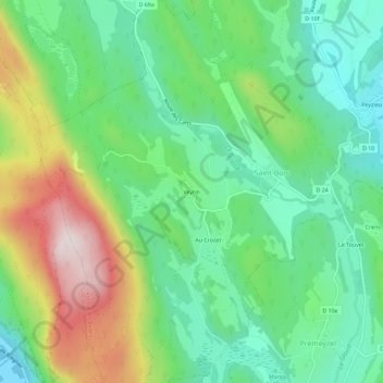 Veyrin topographic map, elevation, terrain