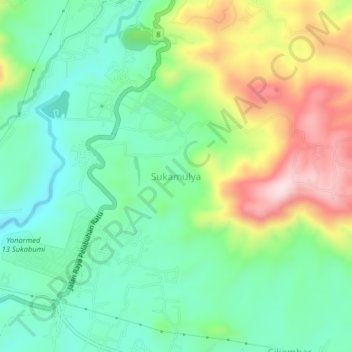 Sukamulya topographic map, elevation, terrain