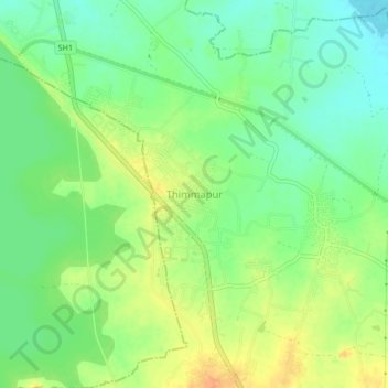 Thimmapur topographic map, elevation, terrain