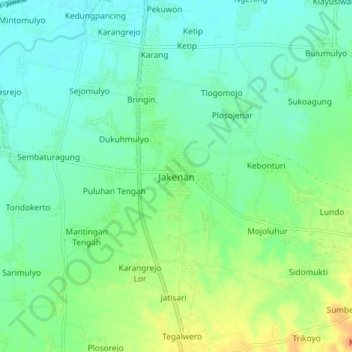Jakenan topographic map, elevation, terrain