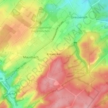 Krewinkel topographic map, elevation, terrain