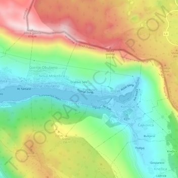 Prijevor topographic map, elevation, terrain