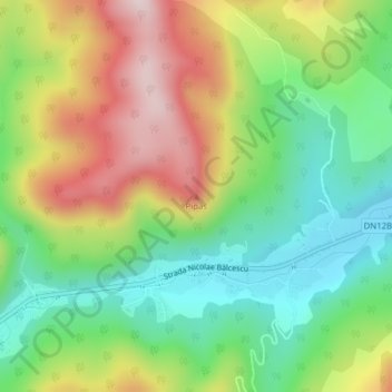Pipas topographic map, elevation, terrain