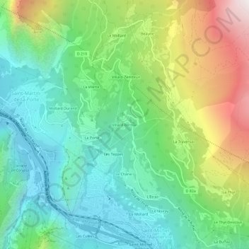 Villard-Bernon topographic map, elevation, terrain