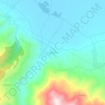 Kazandere topographic map, elevation, terrain