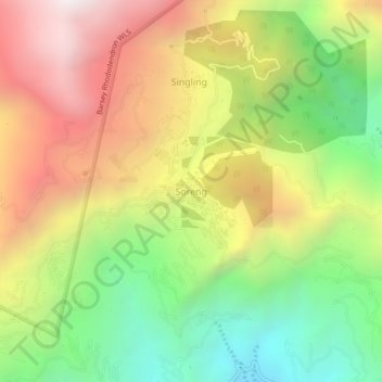 Soreng topographic map, elevation, terrain