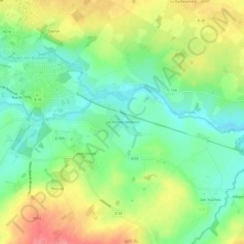 Les Roches Neulons topographic map, elevation, terrain