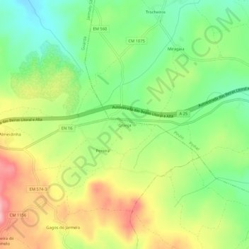 Granja topographic map, elevation, terrain
