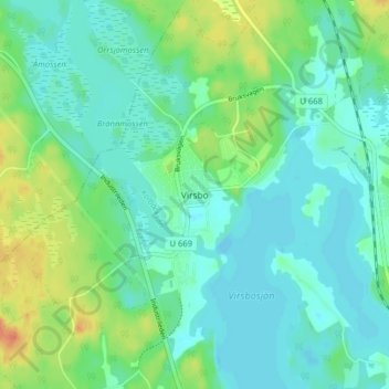 Virsbo topographic map, elevation, terrain