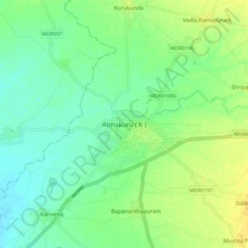 Atmakuru ( K ) topographic map, elevation, terrain