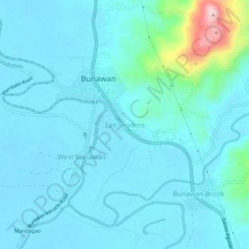 San Teodoro topographic map, elevation, terrain
