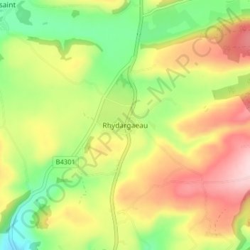 Rhydargaeau topographic map, elevation, terrain