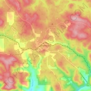 Dwellingup topographic map, elevation, terrain