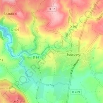 La Bruyère de Haut topographic map, elevation, terrain