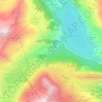Les Combes topographic map, elevation, terrain