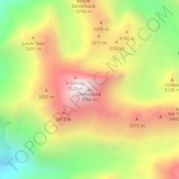 Demirkazık topographic map, elevation, terrain