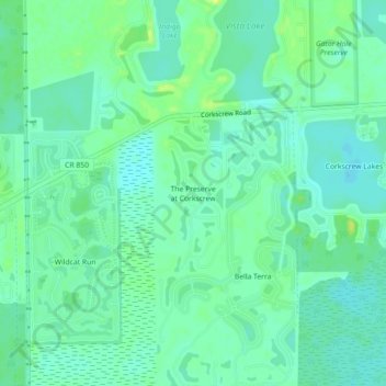 The Preserve at Corkscrew topographic map, elevation, terrain