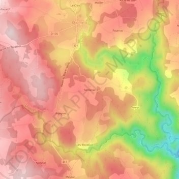 Sentenac topographic map, elevation, terrain