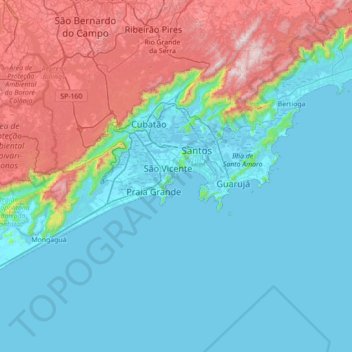 Ilha Porchat topographic map, elevation, terrain