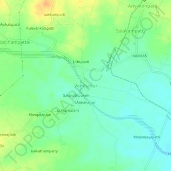Vembanur topographic map, elevation, terrain