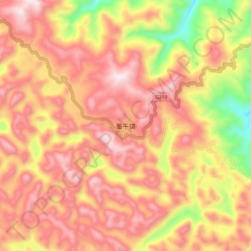 董干镇 topographic map, elevation, terrain