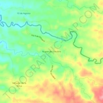 Nueve de Octubre topographic map, elevation, terrain
