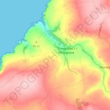 Tre-boeth topographic map, elevation, terrain