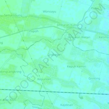 Grabagan topographic map, elevation, terrain