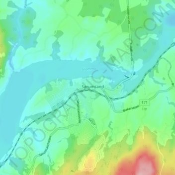 Sørumsand topographic map, elevation, terrain