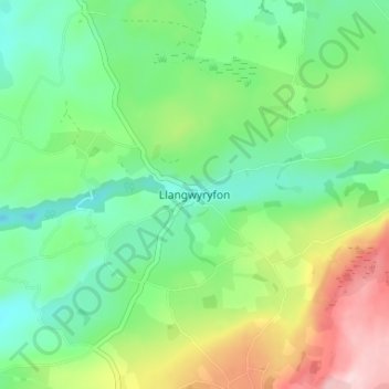 Llangwyryfon topographic map, elevation, terrain