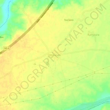 Abhaneri topographic map, elevation, terrain