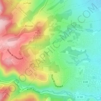 Curtieux topographic map, elevation, terrain