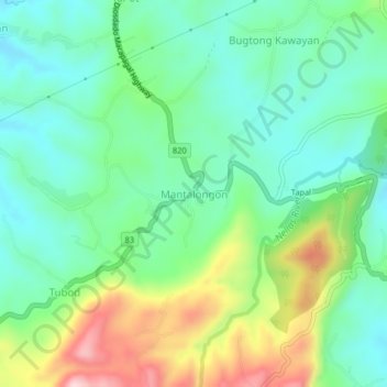 Mantalongon topographic map, elevation, terrain