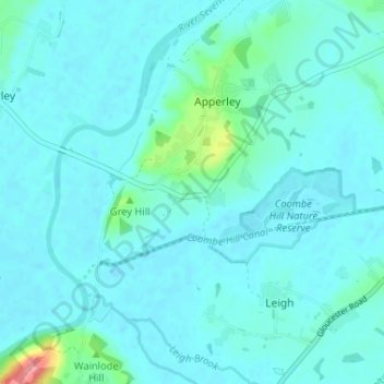 Lower Apperley topographic map, elevation, terrain
