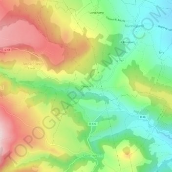 Pouzeix topographic map, elevation, terrain