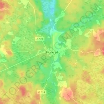 Hinneryd topographic map, elevation, terrain