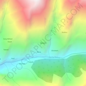 Micham topographic map, elevation, terrain