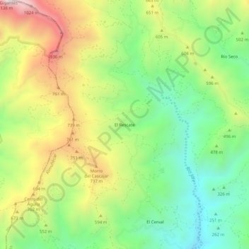 El Rescate topographic map, elevation, terrain