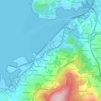 A Sartán topographic map, elevation, terrain