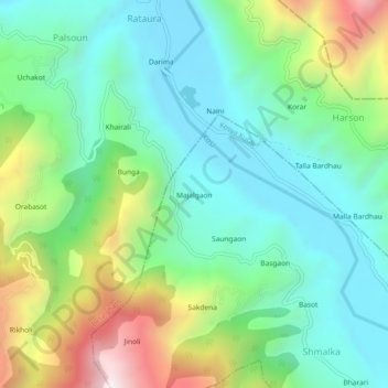 Majalgaon topographic map, elevation, terrain