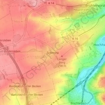 Schmira topographic map, elevation, terrain