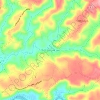 Nelliyadukkam topographic map, elevation, terrain