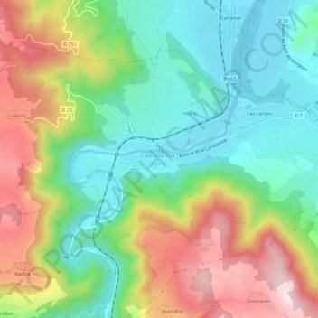 Lavoûte-sur-Loire topographic map, elevation, terrain