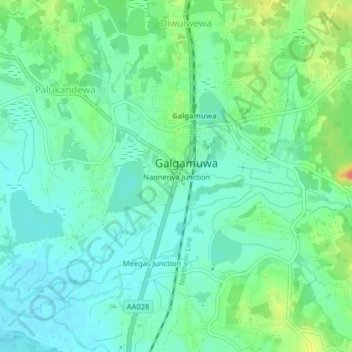 Nanneriya Junction topographic map, elevation, terrain