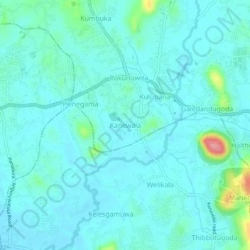 Kanewala topographic map, elevation, terrain