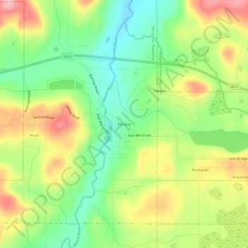 Ramsay topographic map, elevation, terrain
