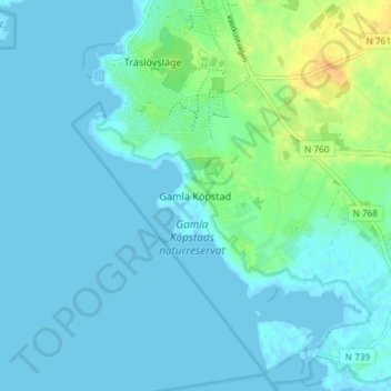 Gamla Köpstad topographic map, elevation, terrain