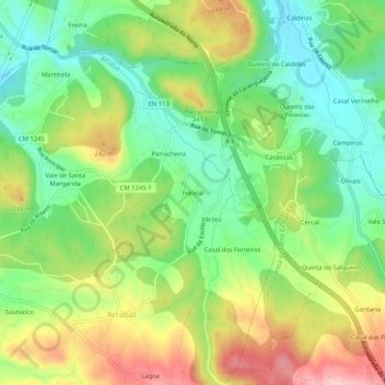 Freixial topographic map, elevation, terrain